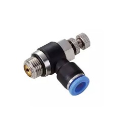 VÁLVULA DE CONTROLE DE FLUXO PNEUMÁTICA 1/4 BSP X 6MM MONTAGEM EM CILINDRO-NSE06G02